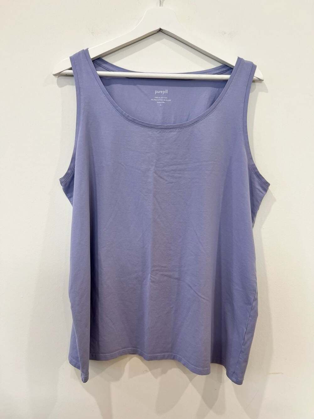 purejill Pure All Easy Tank Pima Cotton Spandex Lavender Blue Size L